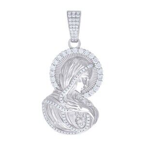 925 Sterling Silver Unisex Cubic-Zirconia Virgin Mary/Guadalupe Charm Pendant